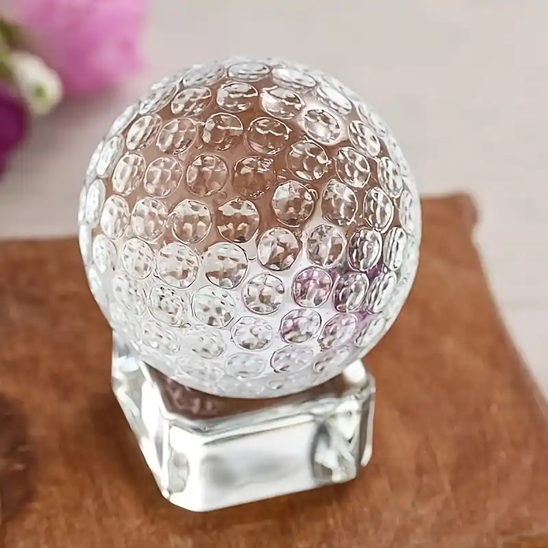 Exquisite Clear Crystal Golf Ball Paperweight Elegant Decor Gift