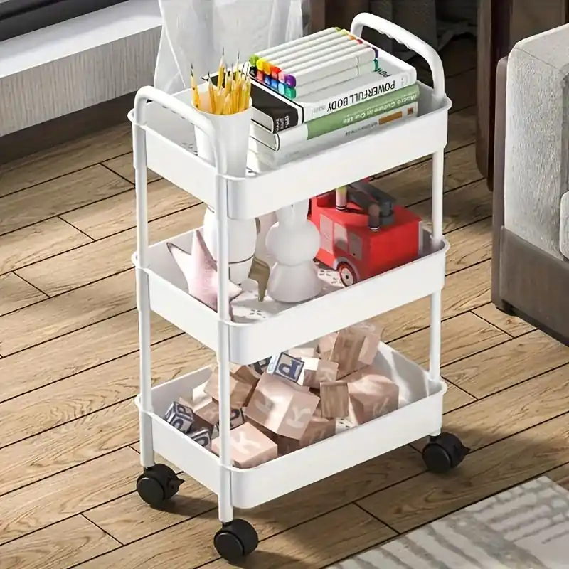 3tier Rolling Storage Cart Multilayer Easy Mobility For Home Office