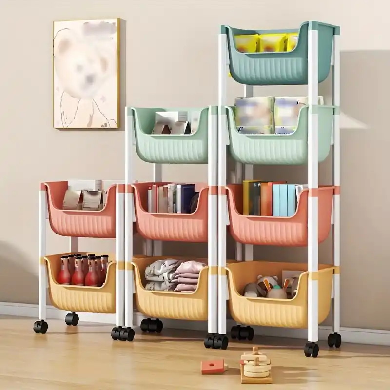 Multilayer Mobile Cart Rack With Wheels Kitchen Bathroom Living Room Storage
