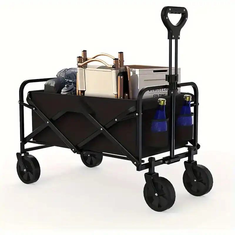 Heavyduty Collapsible Cart With 360 Swivel Wheels Cup Holder For Outdoors