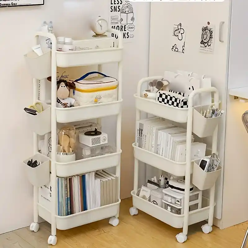 Multifunctional Utility Rolling Storage Cart Lockable Wheels Modern Spacesaving Design