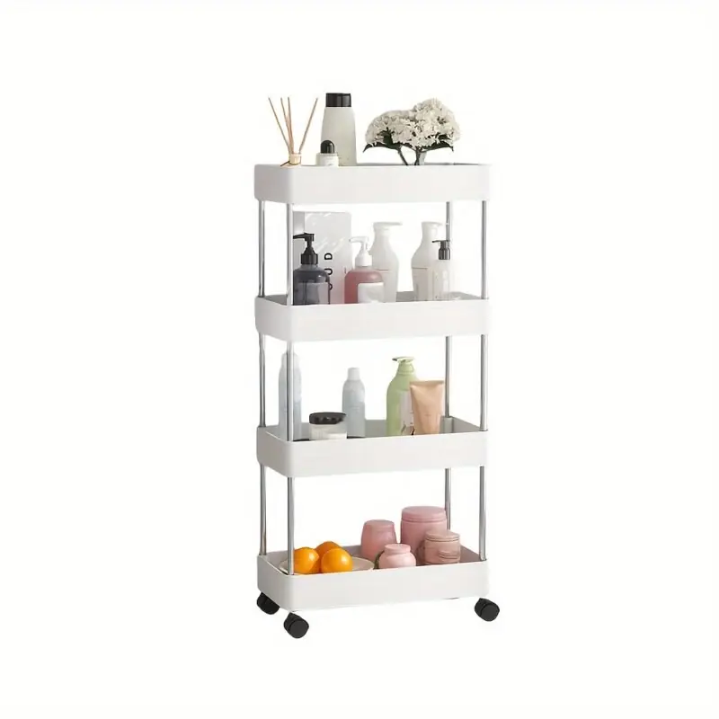 Slim Rolling Storage Cart 34 Tier Durable Mobile Shelving Unit