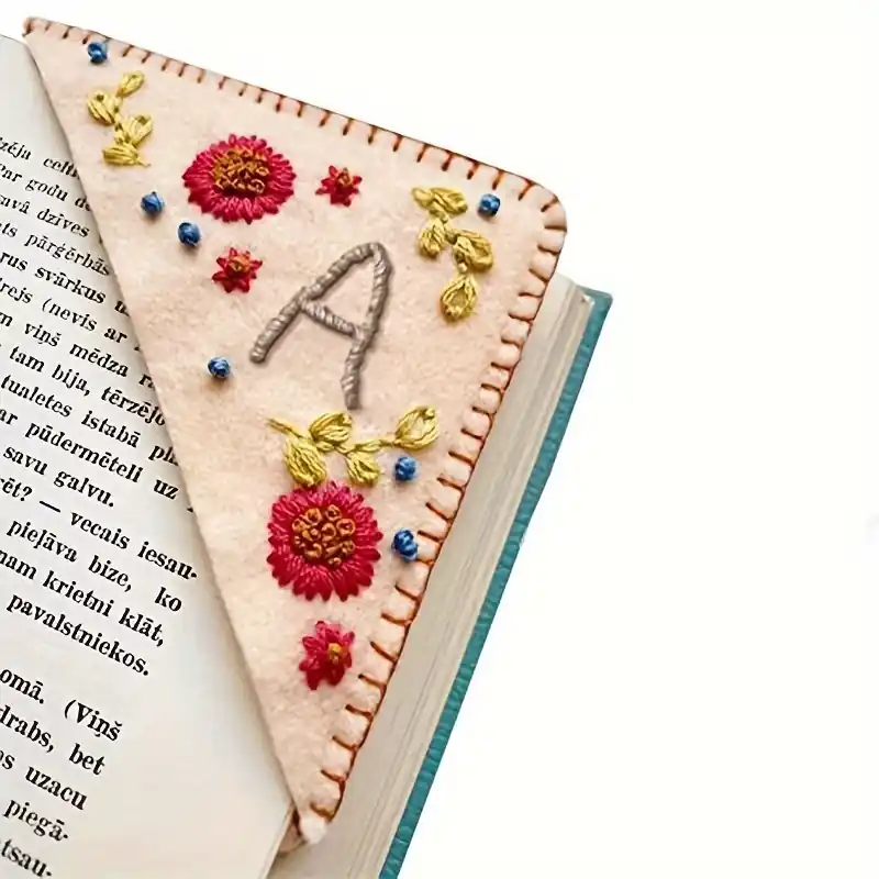 Autumn Charm Hand Embroidered Felt Vibrant Floral Triangle Design