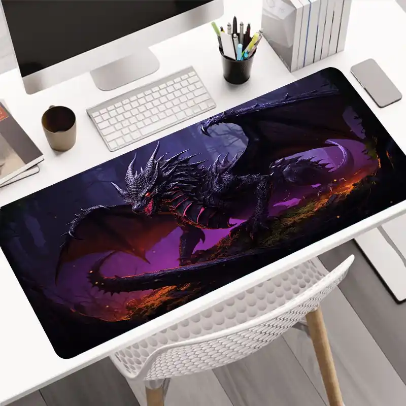 Visionary Purple Black Dragon Xl Gaming Office Mousepad Nonslip Base