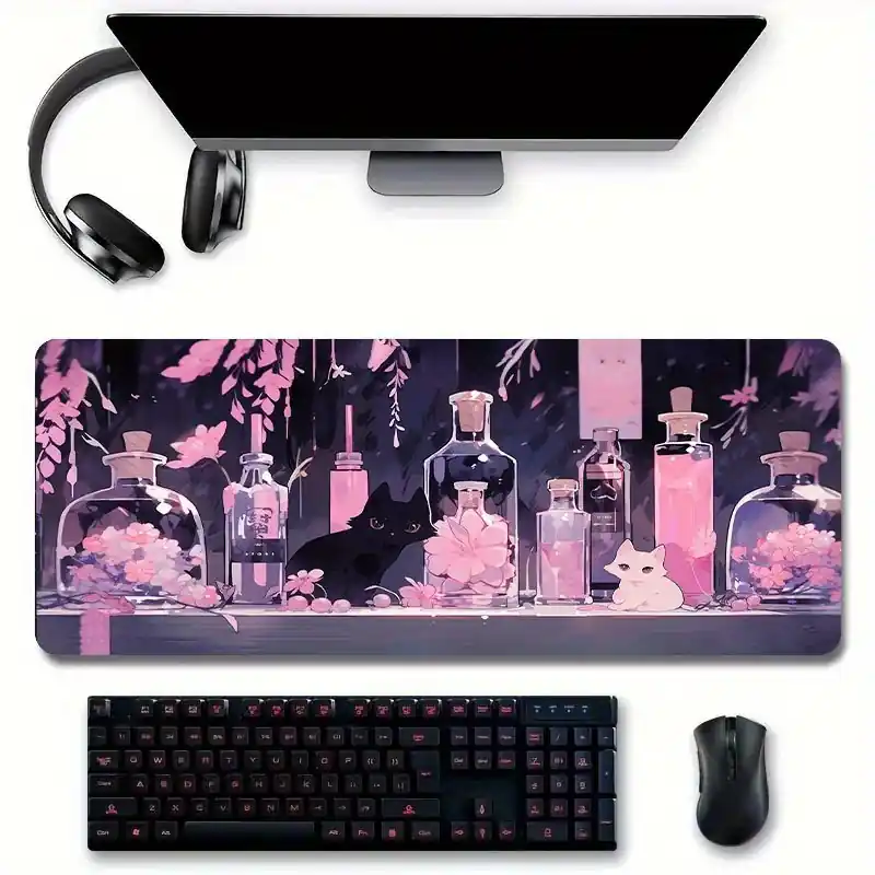 Extralarge Adorable Cat Mouse Pad Nonslip Esports Desk Mat