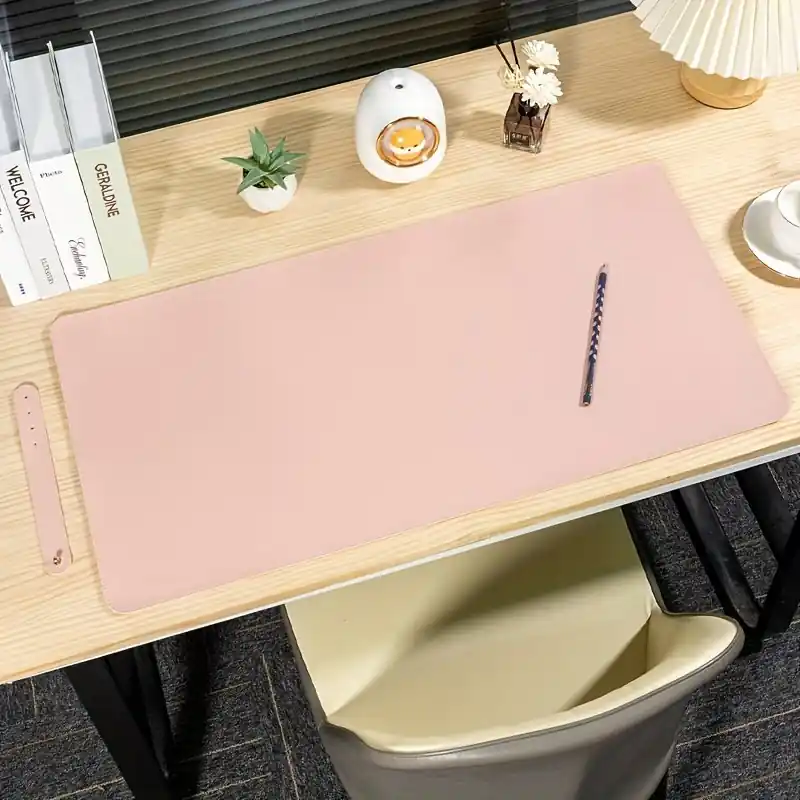 Extra Large Pink Pu Leather Desk Mat Waterproof Nonslip Office Essentials