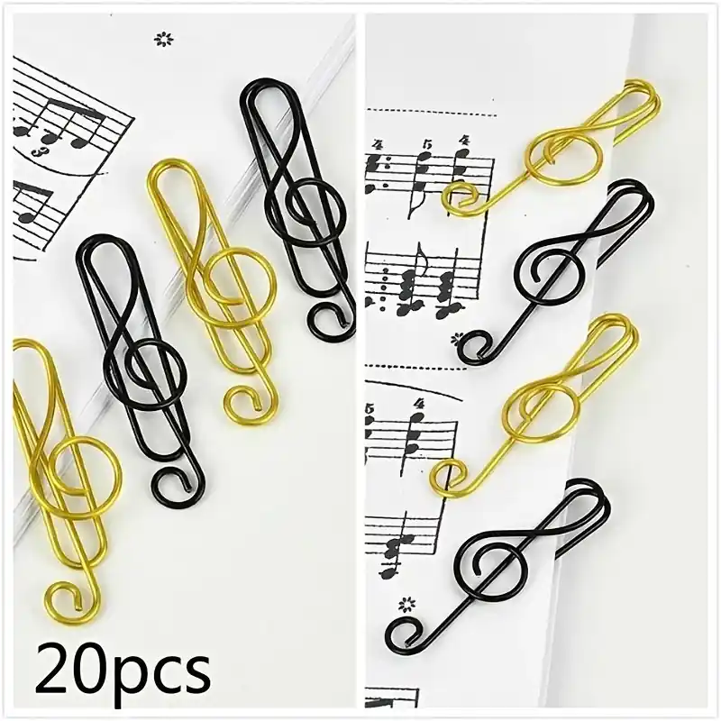 20pcs Colored Musical Note Metal Paper Clips For Office