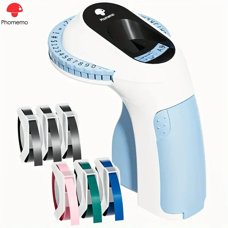 6 Rolls Phomemo Embossing Label Maker Portable 3d Design Blue Color
