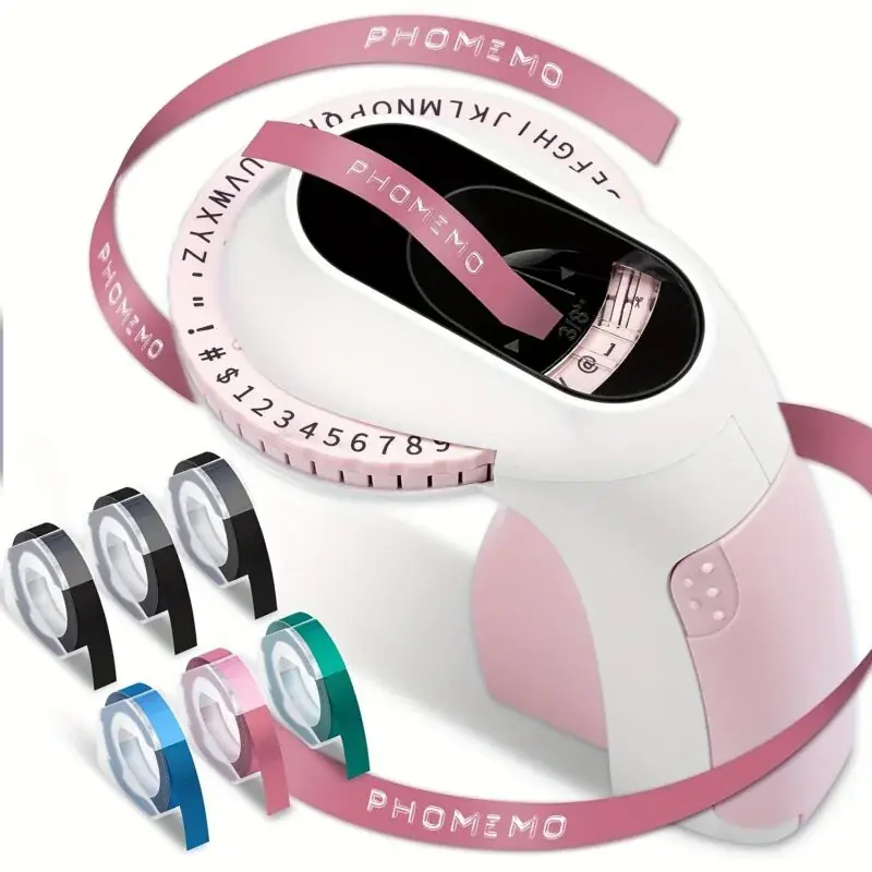 Portable Phomemo E975 3d Label Maker Handheld Embossing Printer 6 Tapes Included