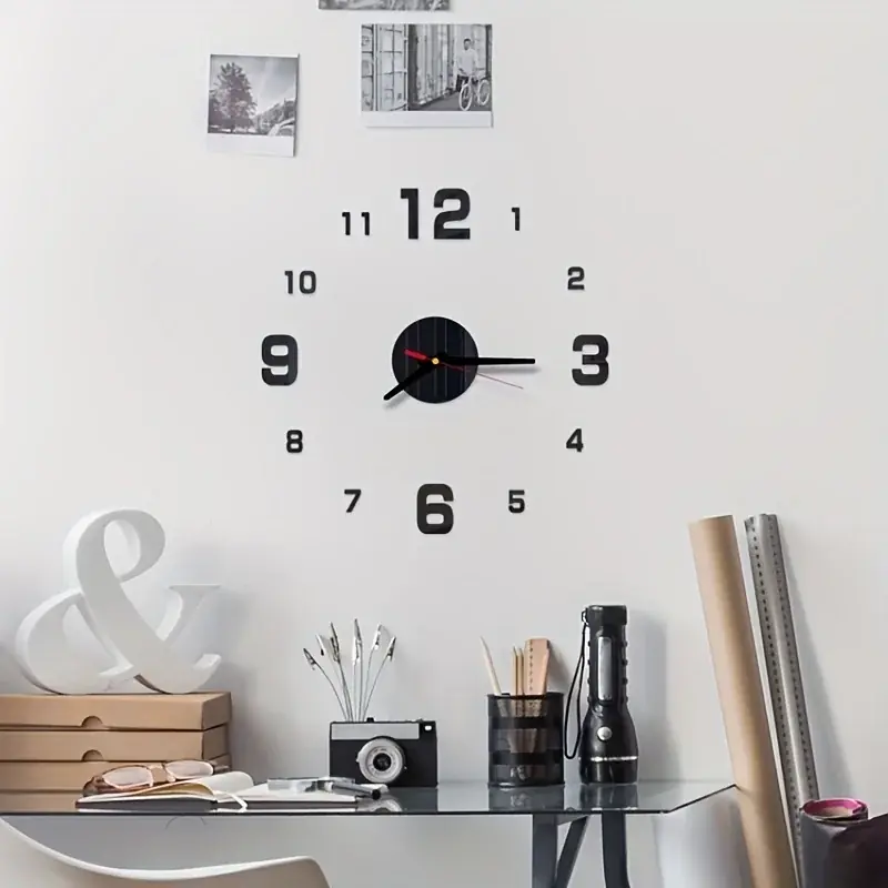 Frameless 3d Mirror Wall Clock Elegant Home Decor Timepiece