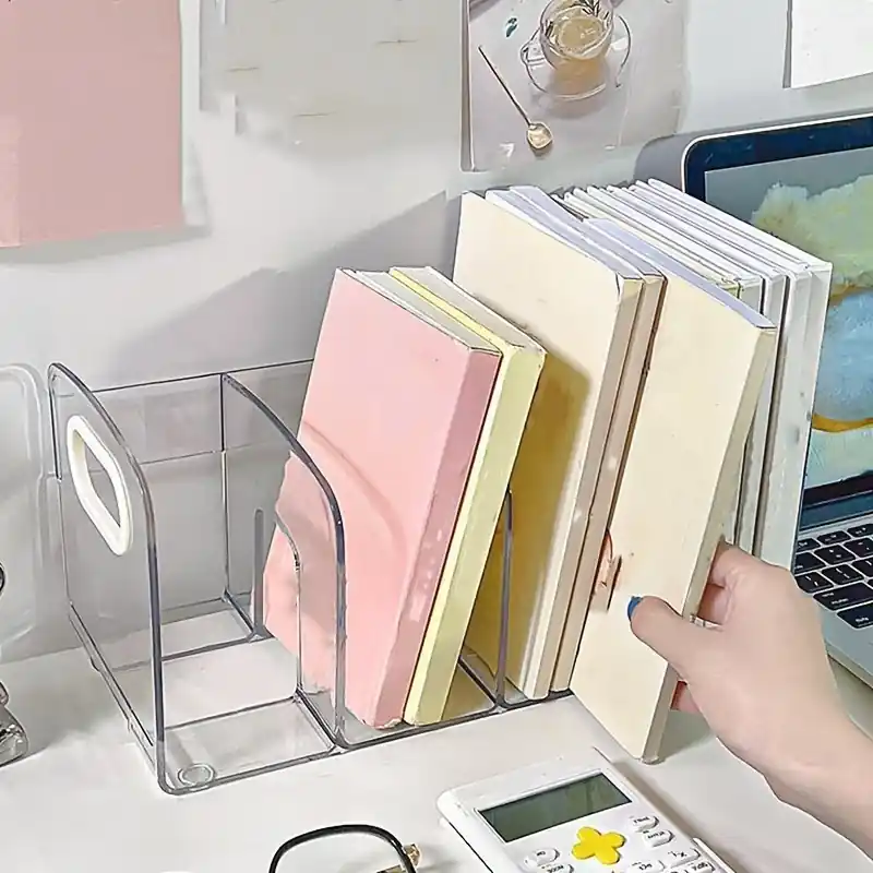 Compact Transparent Desk Organizer Durable Book File Storage Solution
