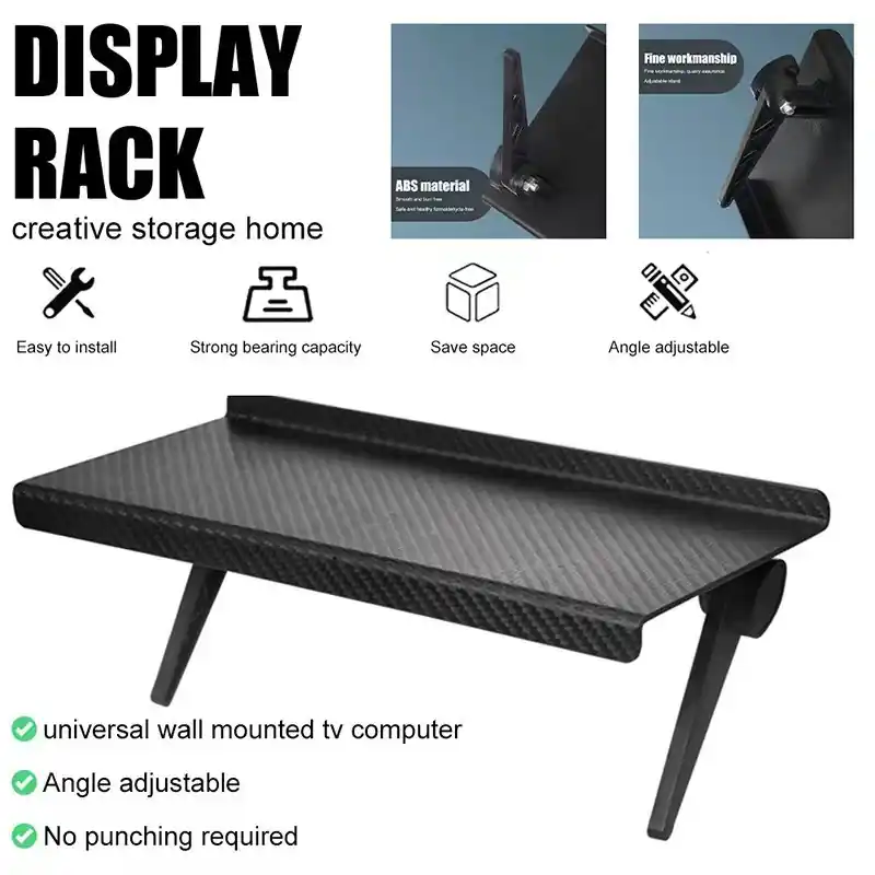 Spacesaving Adjustable Tvmonitor Organizer Shelf With Sturdy Abs Bracket