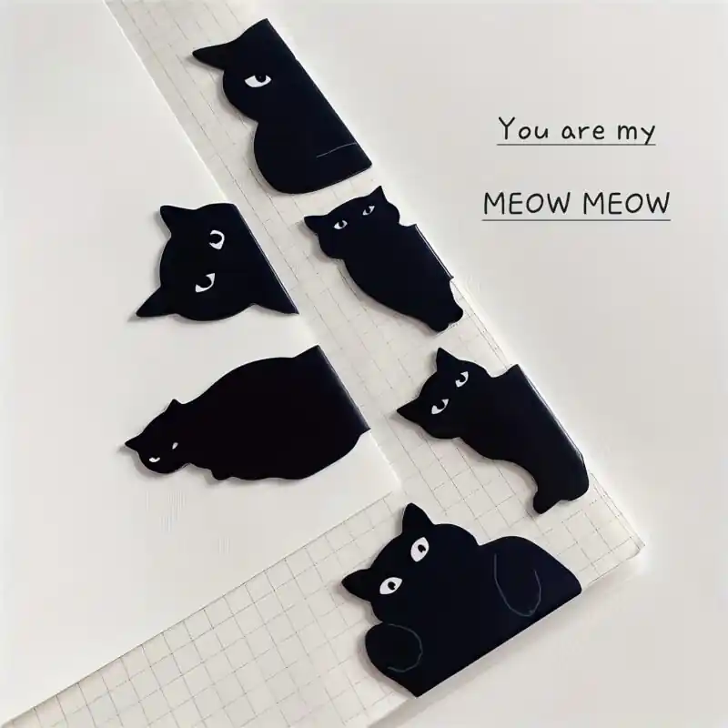 Magnetic Bookmarks Adorable Black Cat Design Strong Hold Perfect Gift