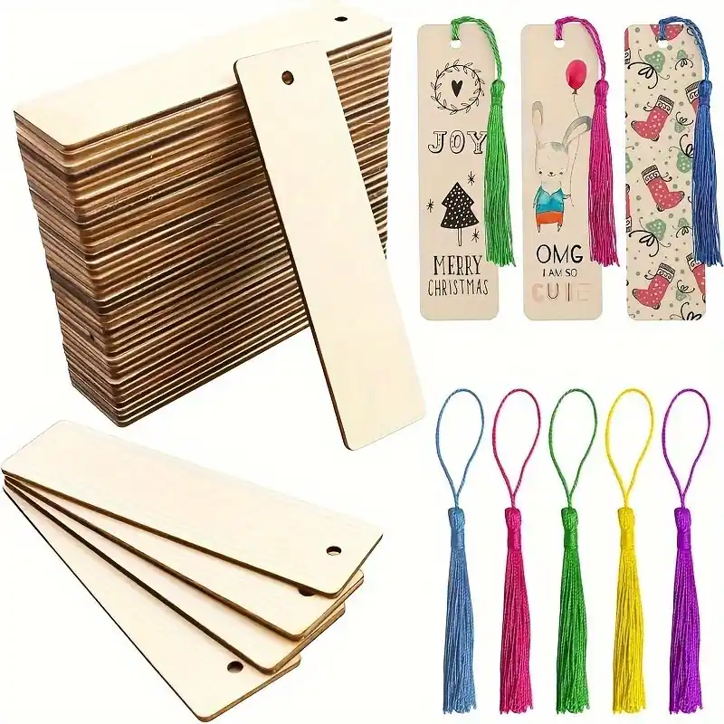50pcs Lasercut Wooden Bookmarks For Diy Crafts And Gifts