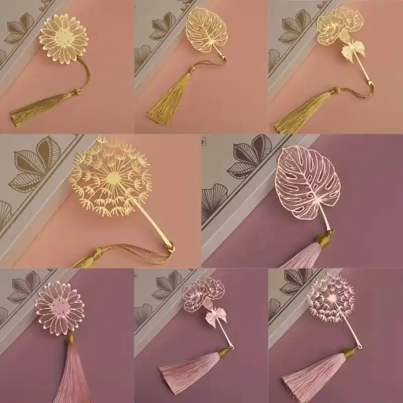 Elegant Chinachic Metal Bookmarks Carnation Bamboo Dandelion Sunflower Designs