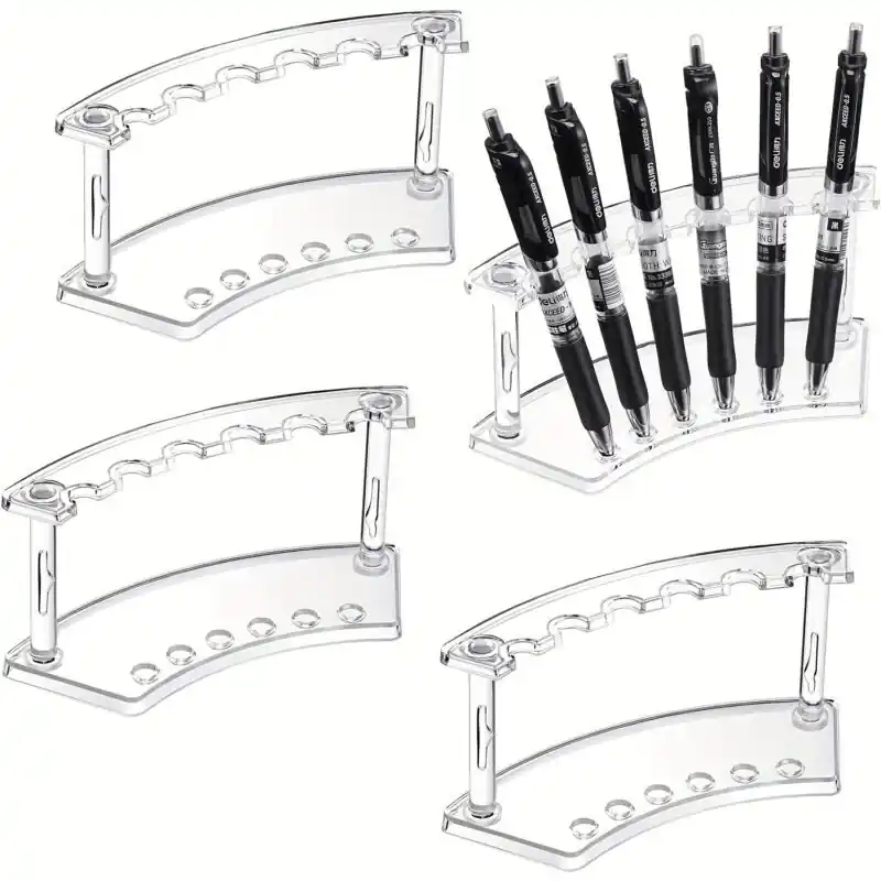 Foldable 6slot Pen Display Rack Spacesaving Desk Organizer Holder