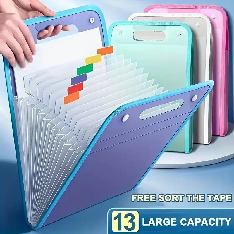 A4 13grid Vertical Organizer Bag Durable Translucent Student File Holder