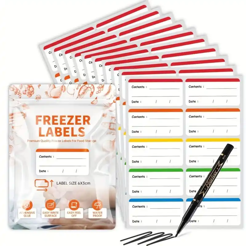 100pcs Removable Colored Freezer Labels For Food Storage Kitchen Organization