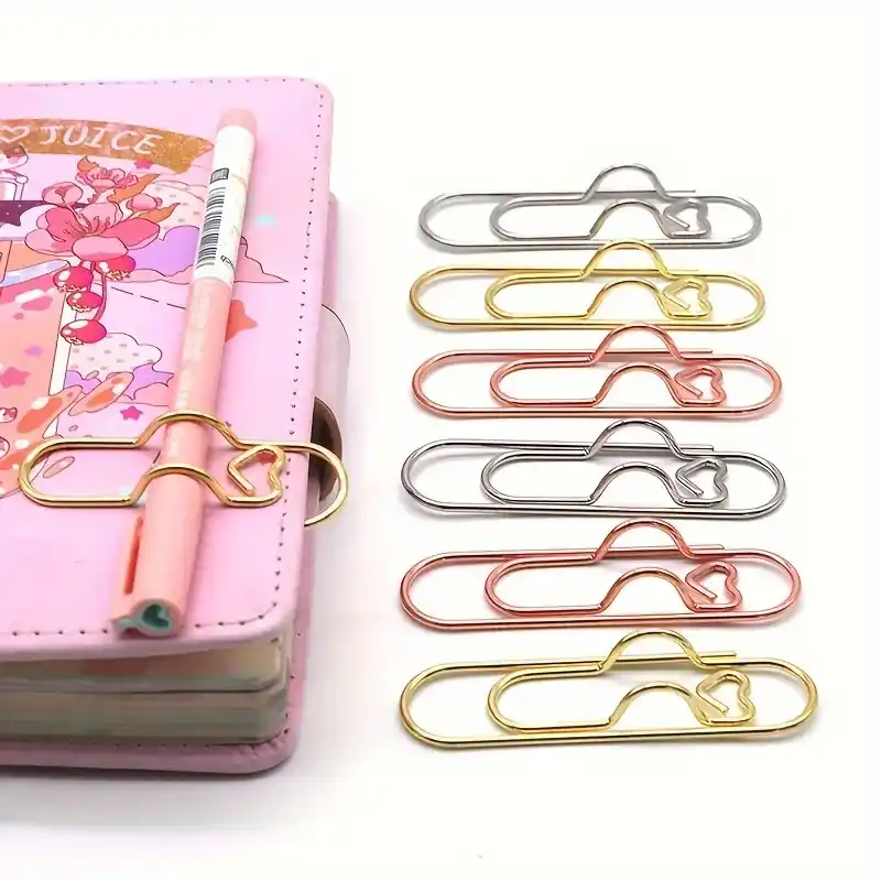 6pcs Vibrant Adjustable Metal Pen Clips Journal Office School Accessories
