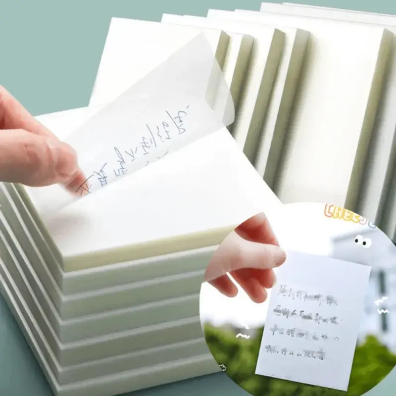 Clear Waterproof Sticky Notes Fluorescent Reusable Memo Pad For Office School