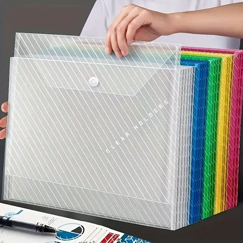 Large Transparent Waterproof File Bags Durable Plastic Storage For School Office