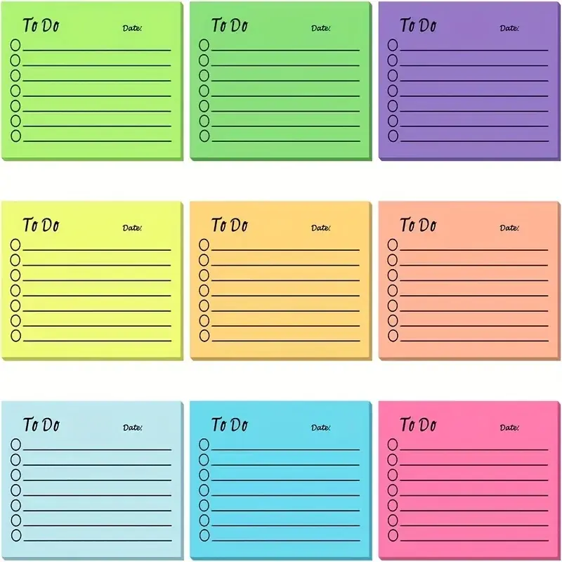 Bright Multicolor Sticky Memo Pads Office Study Essential