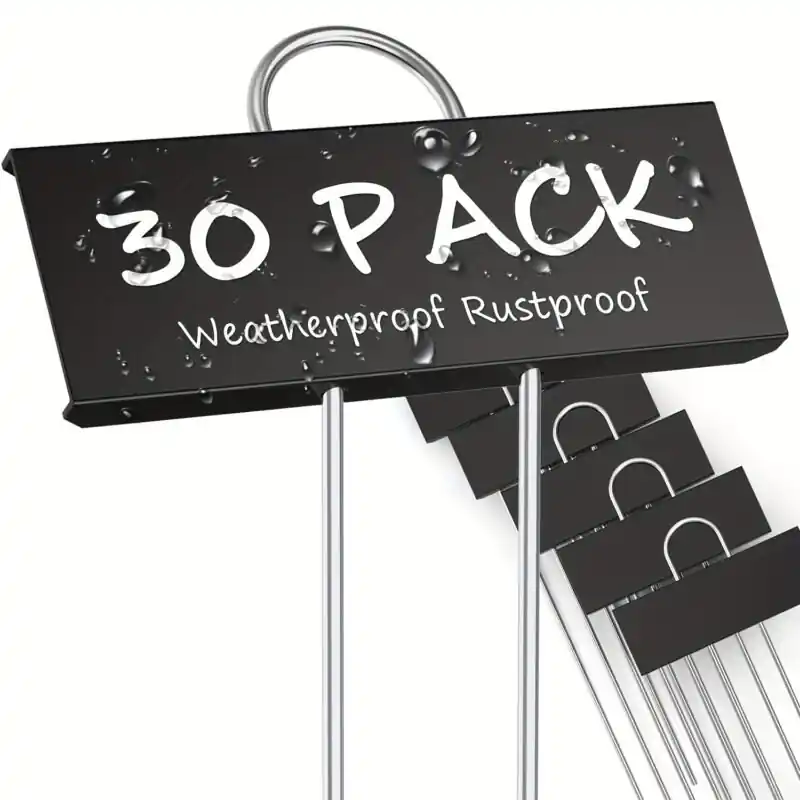 30pcs Black Metal Plant Labels Weatherproof Garden Markers Reusable Nursery Tags
