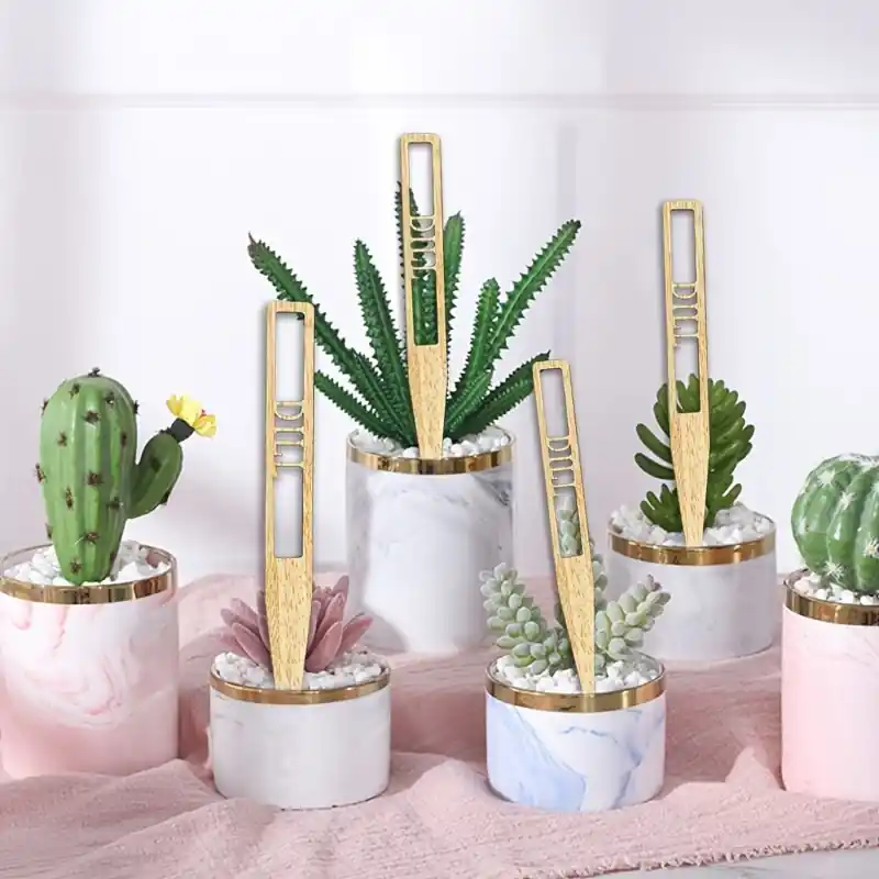 12pcs Artistic Wooden Plant Tags Reusable Waterproof Garden Markers