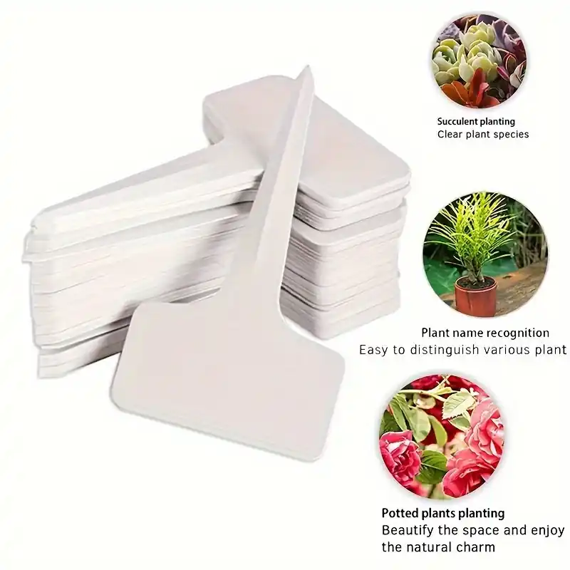 50pcs Waterproof Reusable Ttype Plastic Plant Labels Multicolor Garden Markers