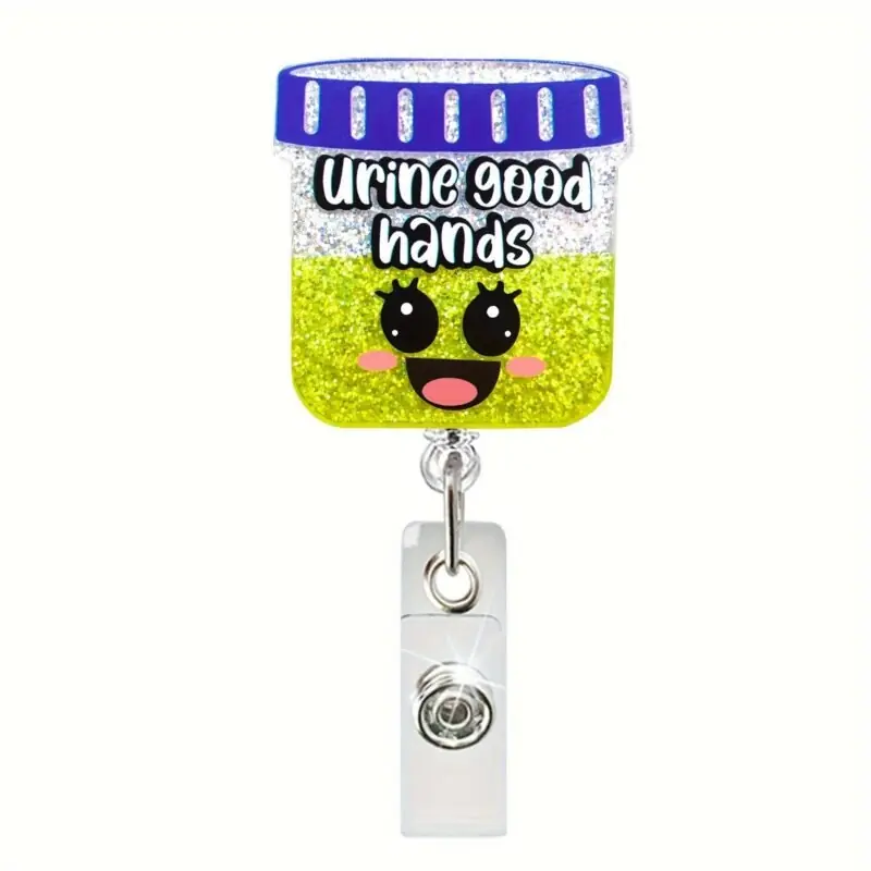 Stylish Medicine Bottle Badge Reel Secure Id Clip For Nurses Doctors