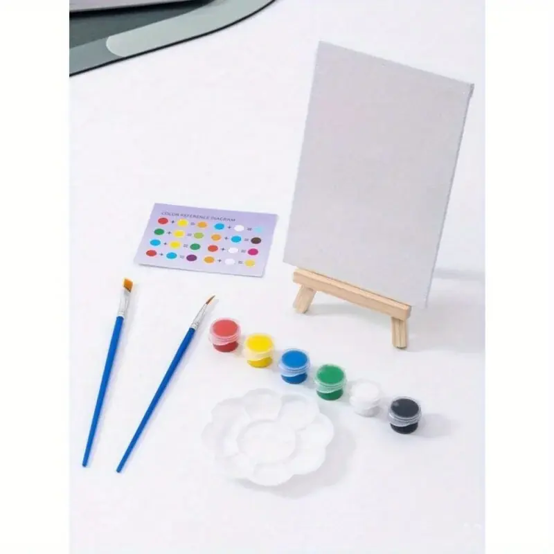 Complete Deluxe Art Kit With Paints Canvas Easel Brushes