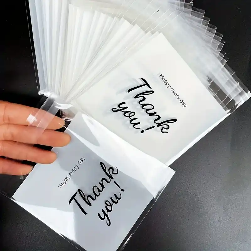 100pcs Large White Thank You Ziplock Bags For Gift