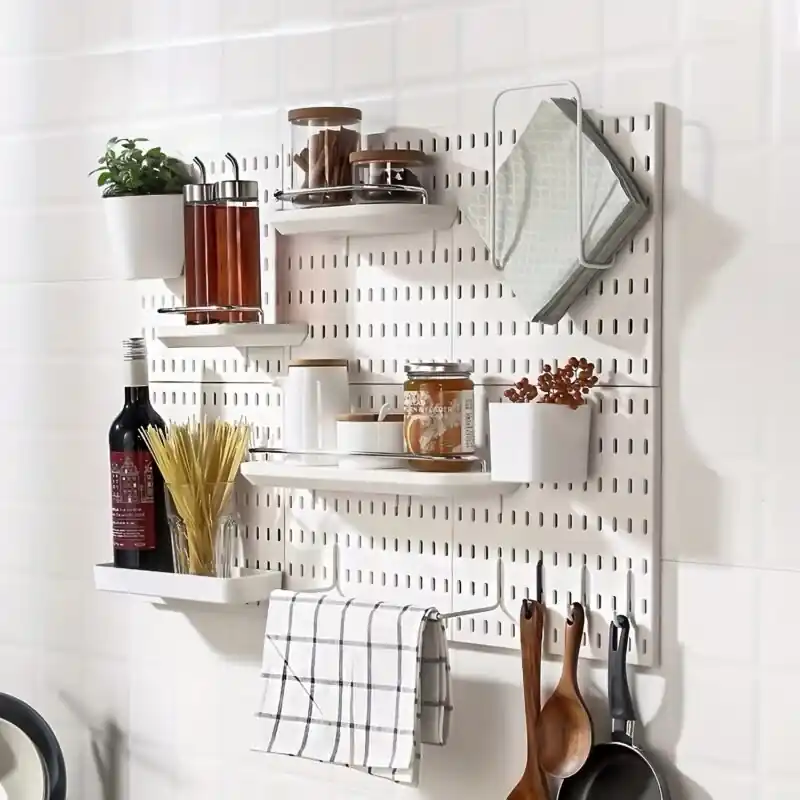 Spacesaving Punchfree Wall Shelf Easyinstall Pegboard For Kitchen Garage