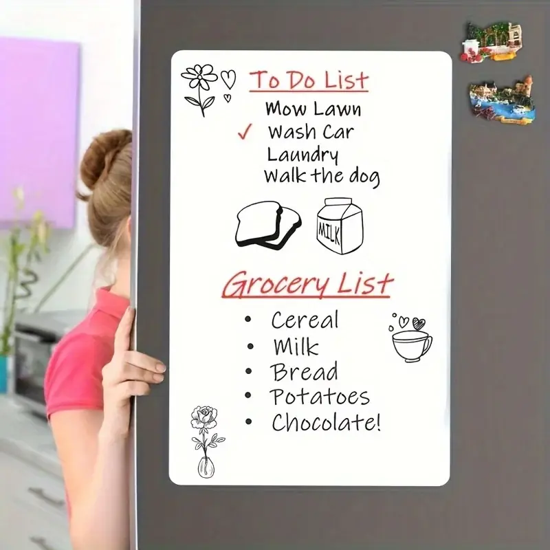 Magnetic Dryerase Whiteboard For Fridge Kitchen Organizer Memos Lists