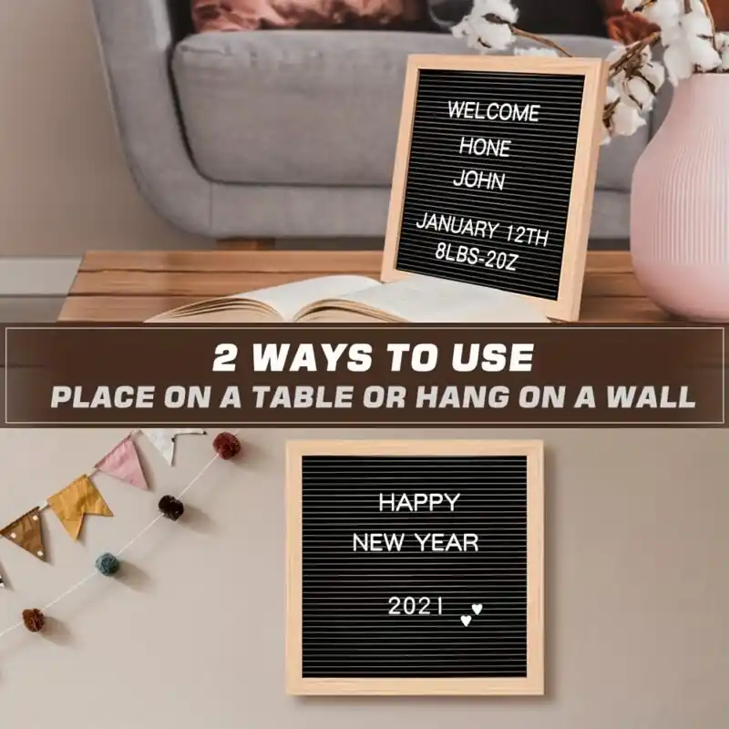 Rustic 10×10 Wooden Letter Board Felt Surface 363 Characters