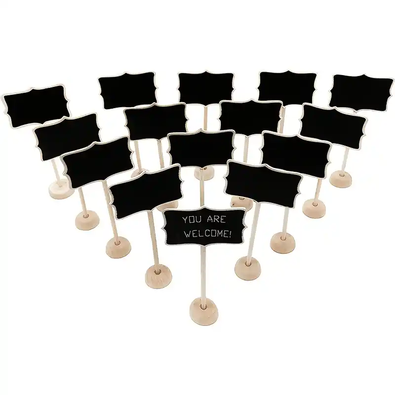 15piece Petite Wooden Chalkboard Signs With Easel Event Decor Place Cards