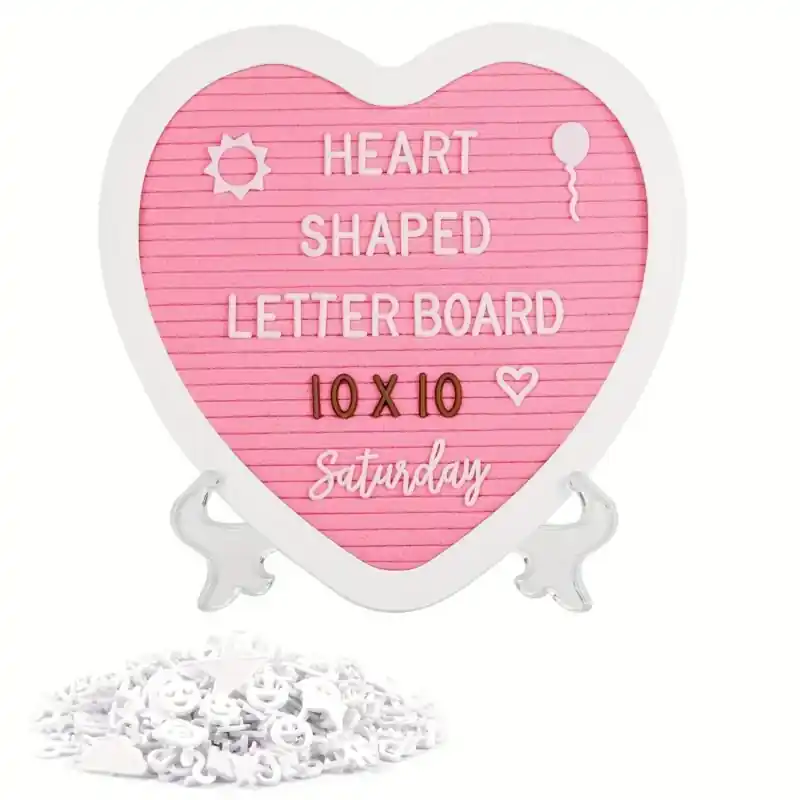 Heartshaped Felt Letter Board 10×10 With 170 White Letters Stand