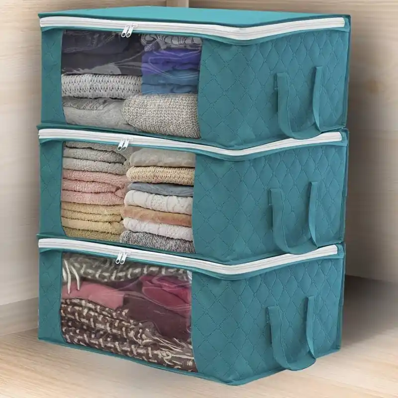 Foldable Clothes Storage Bag Closet Organizer For Bedding Blankets