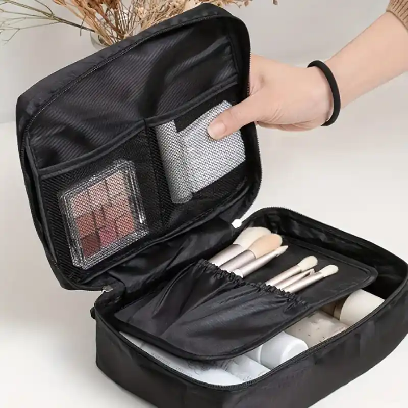 Compact Travel Toiletry Bag Multifunctional Zippered Cosmetics Organizer Pouch