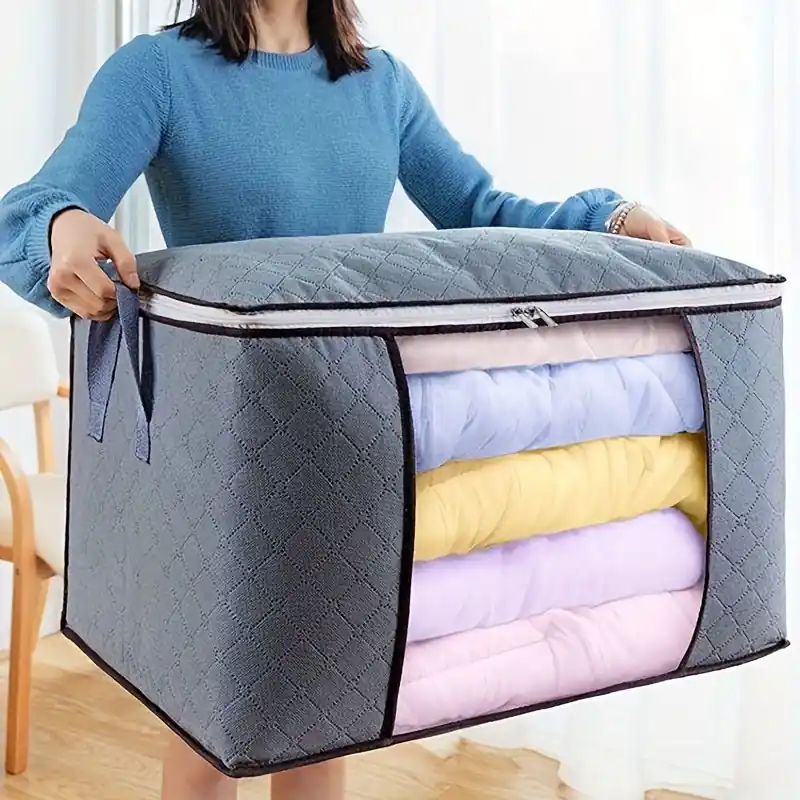 Large Capacity Foldable Storage Bag With Clear Window Reinforced Handle