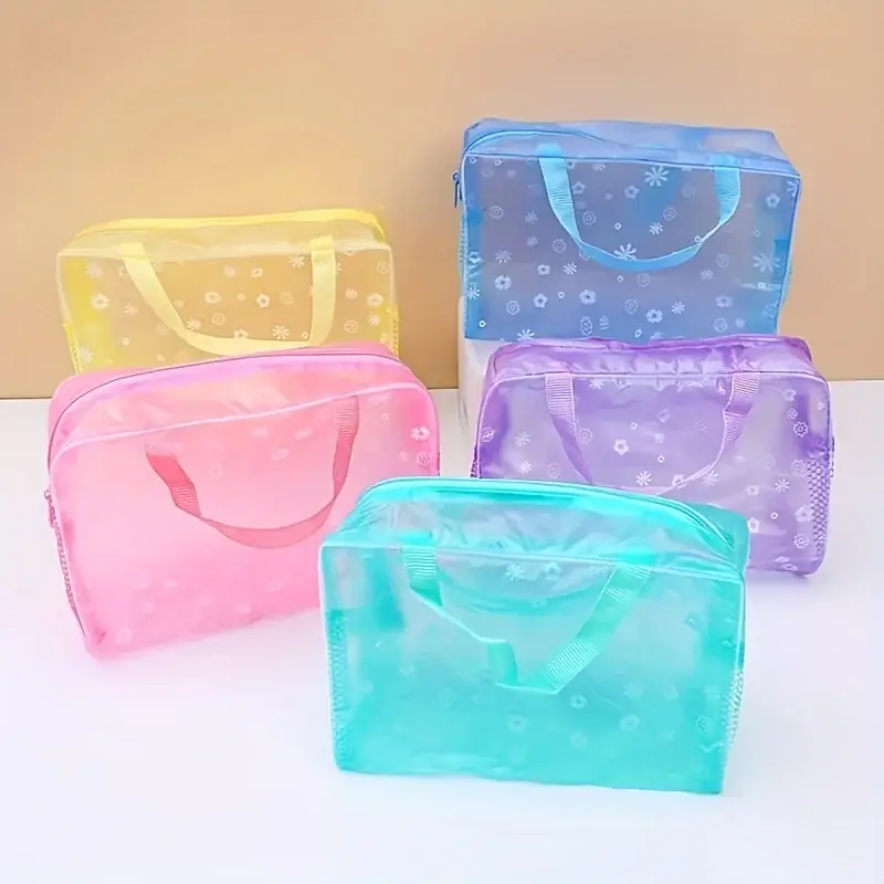Waterproof Transparent Pvc Toiletry Cosmetic Bag For Travel And Beach