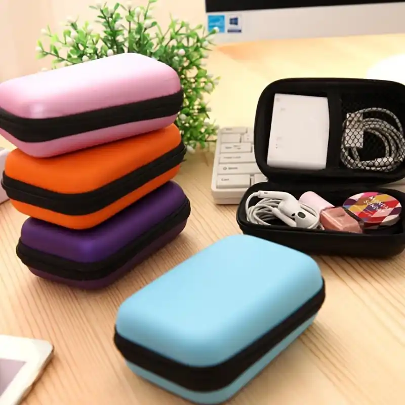 Compact Hardside Storage Bag Portable Data Cable Earphone Organizer