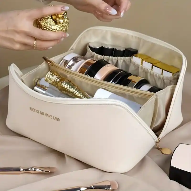 Large Capacity Pu Makeup Bag Waterproof Travel Cosmetic Organizer