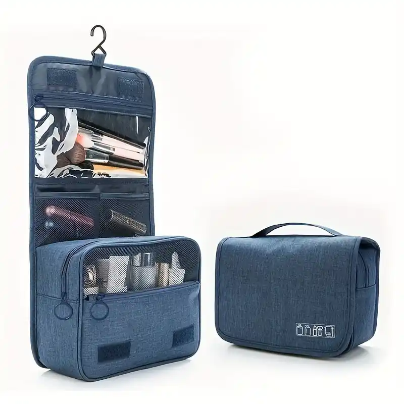 Compact Hanging Toiletry Bag Travel Cosmetic Organizer With Multi Pockets
