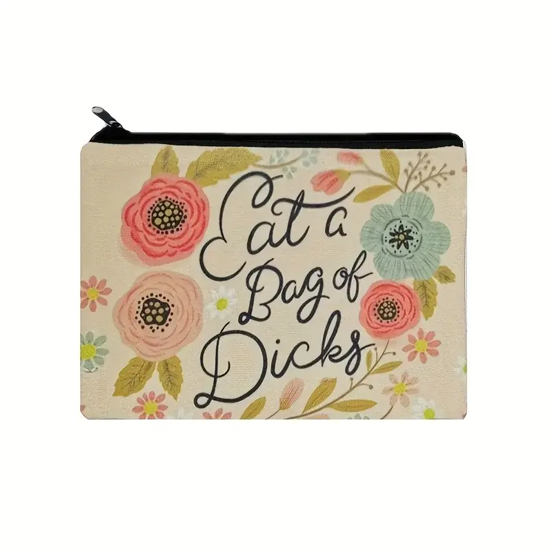 Vintage Floral Print Canvas Cosmetic Pouch Versatile Zipper Storage Bag