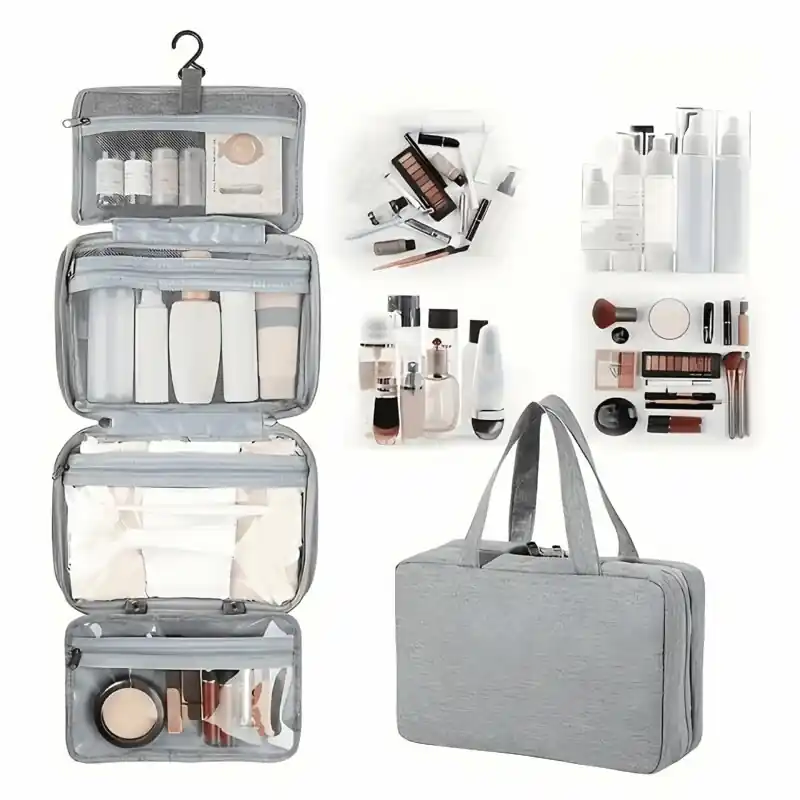 Waterproof Foldable Toiletry Bag Wet Dry Travel Cosmetic Organizer