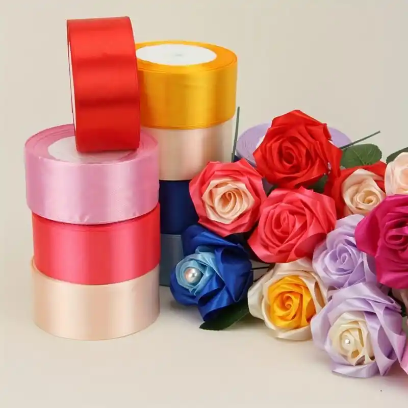 2pcs 22m Luxurious Satin Rose Ribbon Perfect For Gifts Crafts