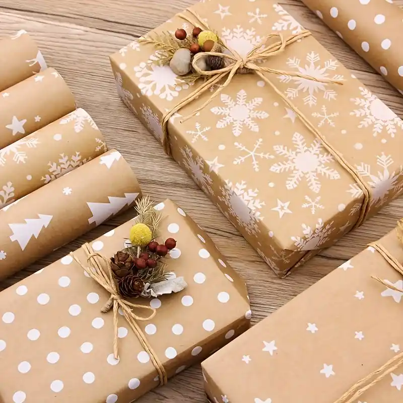 Ecofriendly Christmas Wrapping Paper Gift Tags Set 5 Designs Kraft