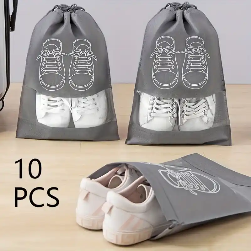 10pcs Waterproof Nonwoven Travel Shoe Organizers Lightweight Transparent