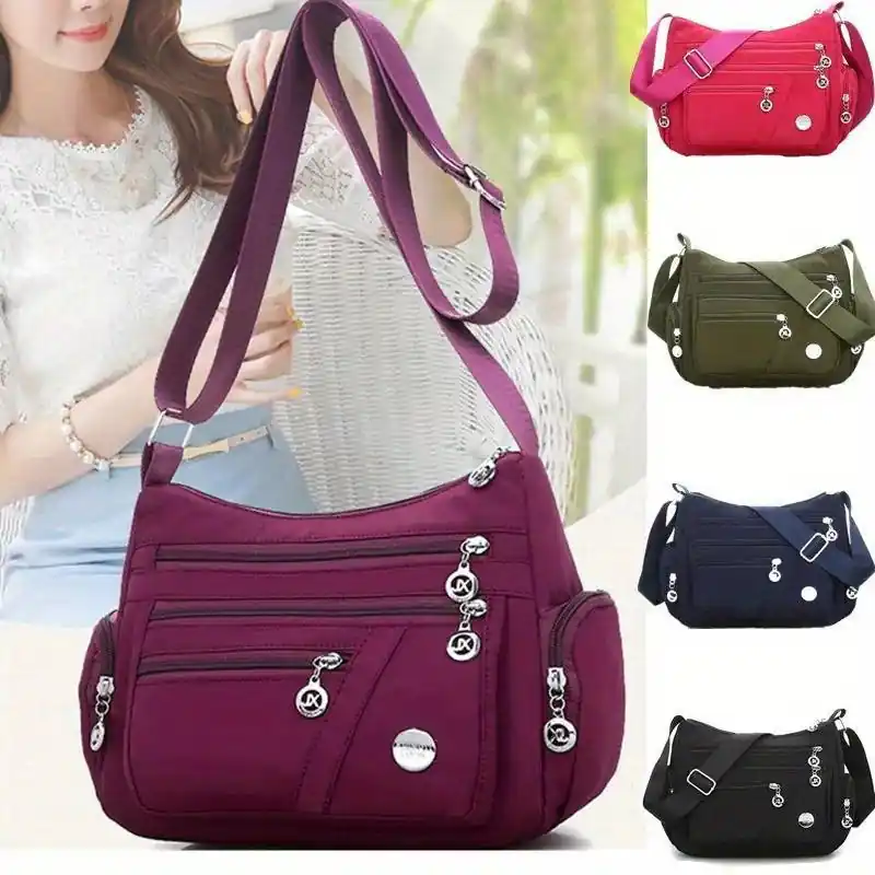 Waterproof Nylon Womens Crossbody Bag Multi Functional Handbag
